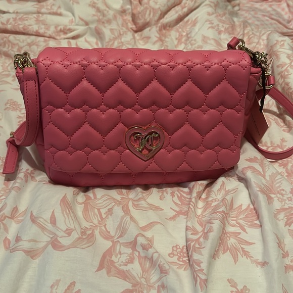 NWT Juicy Couture Medium Bling Pink Heart Embossed Purse - Picture 5 of 9